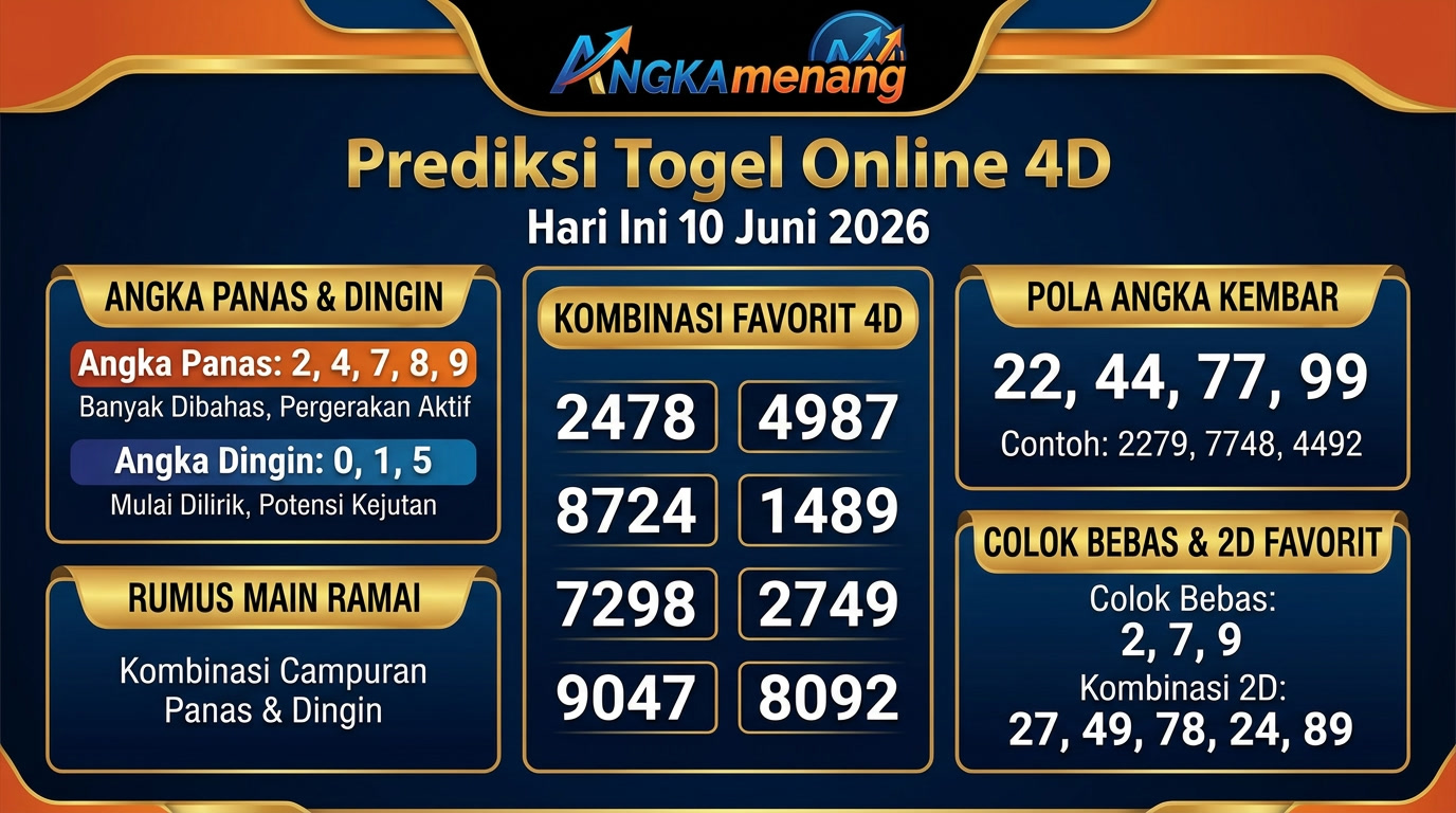 Prediksi Togel Online 4D Hari Ini 10 Juni 2026