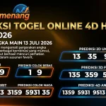 Prediksi Togel Online 4D Hari Ini 13 Juli 2026 II