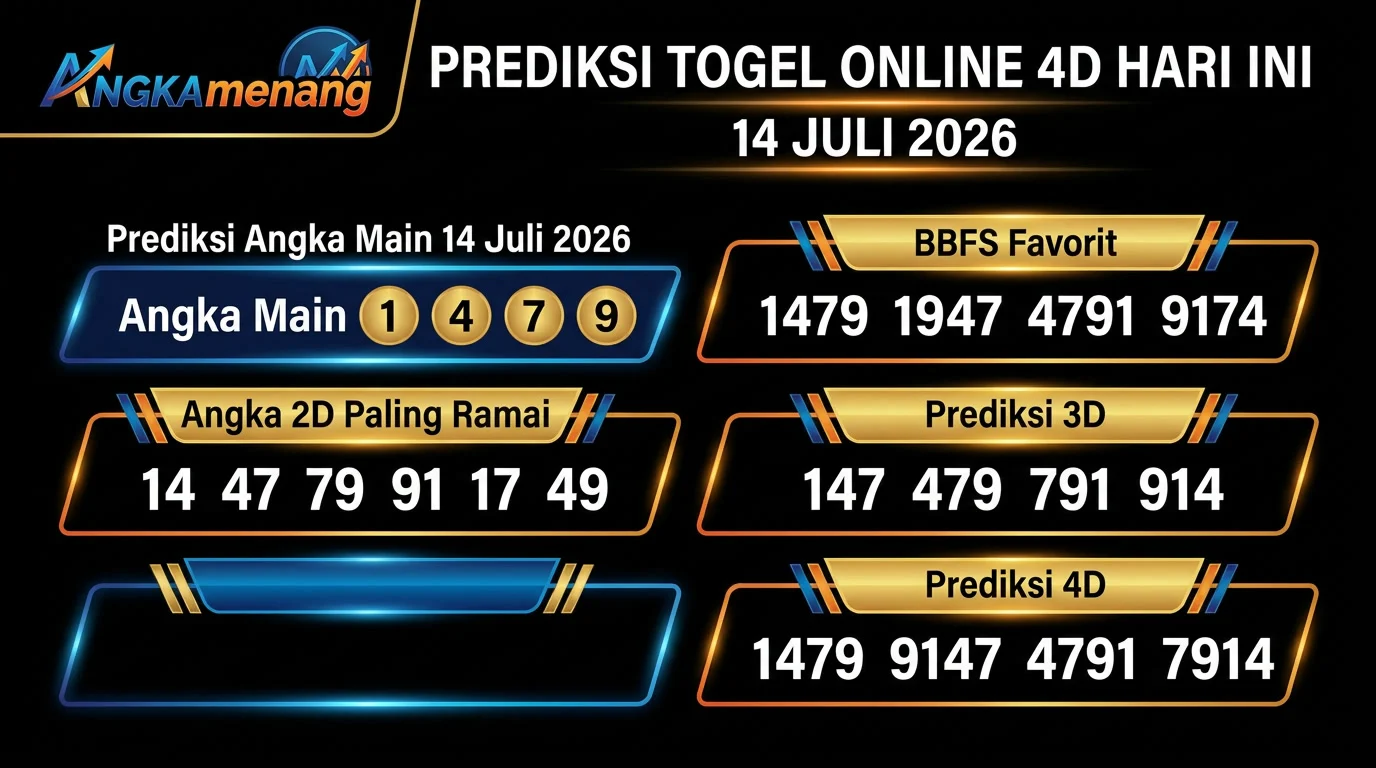 Prediksi Togel Online 4D Hari Ini 14 Juli 2026