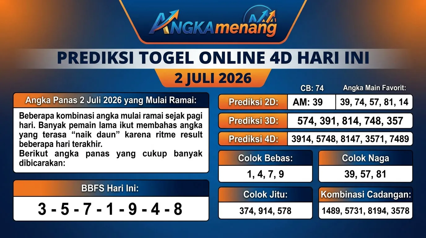Prediksi Togel Online 4D Hari Ini 2 Juli 2026