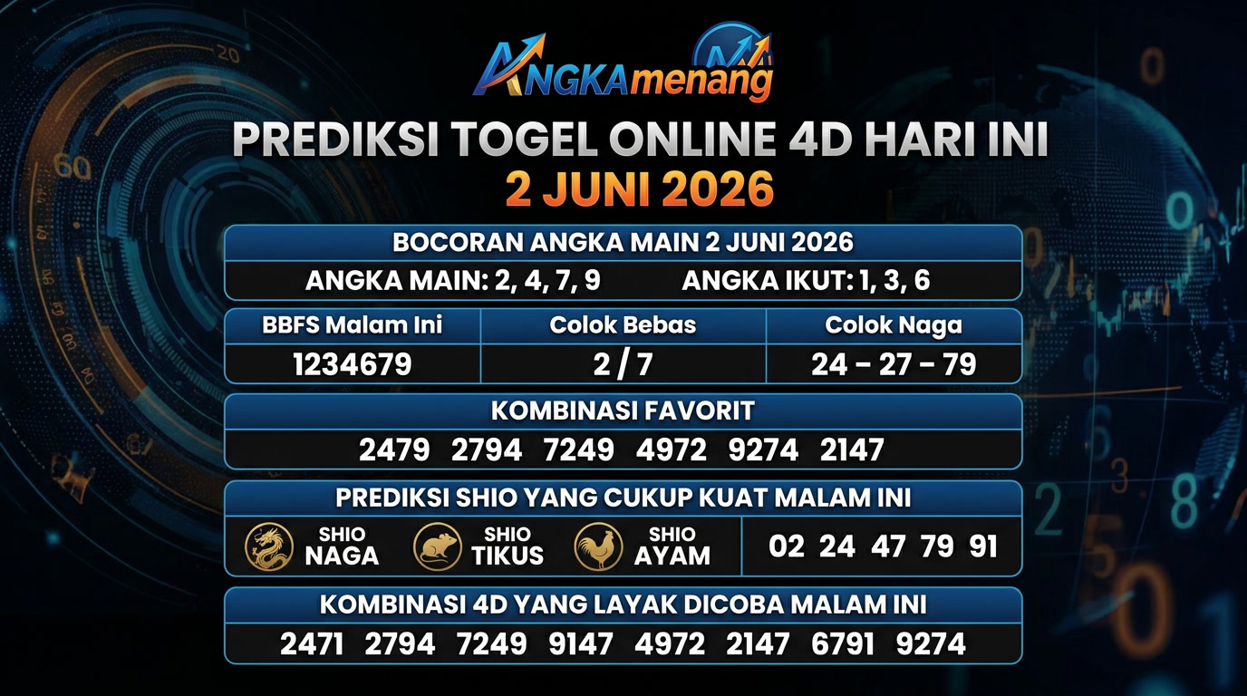 Prediksi Togel Online 4D Hari Ini 2 Juni 2026