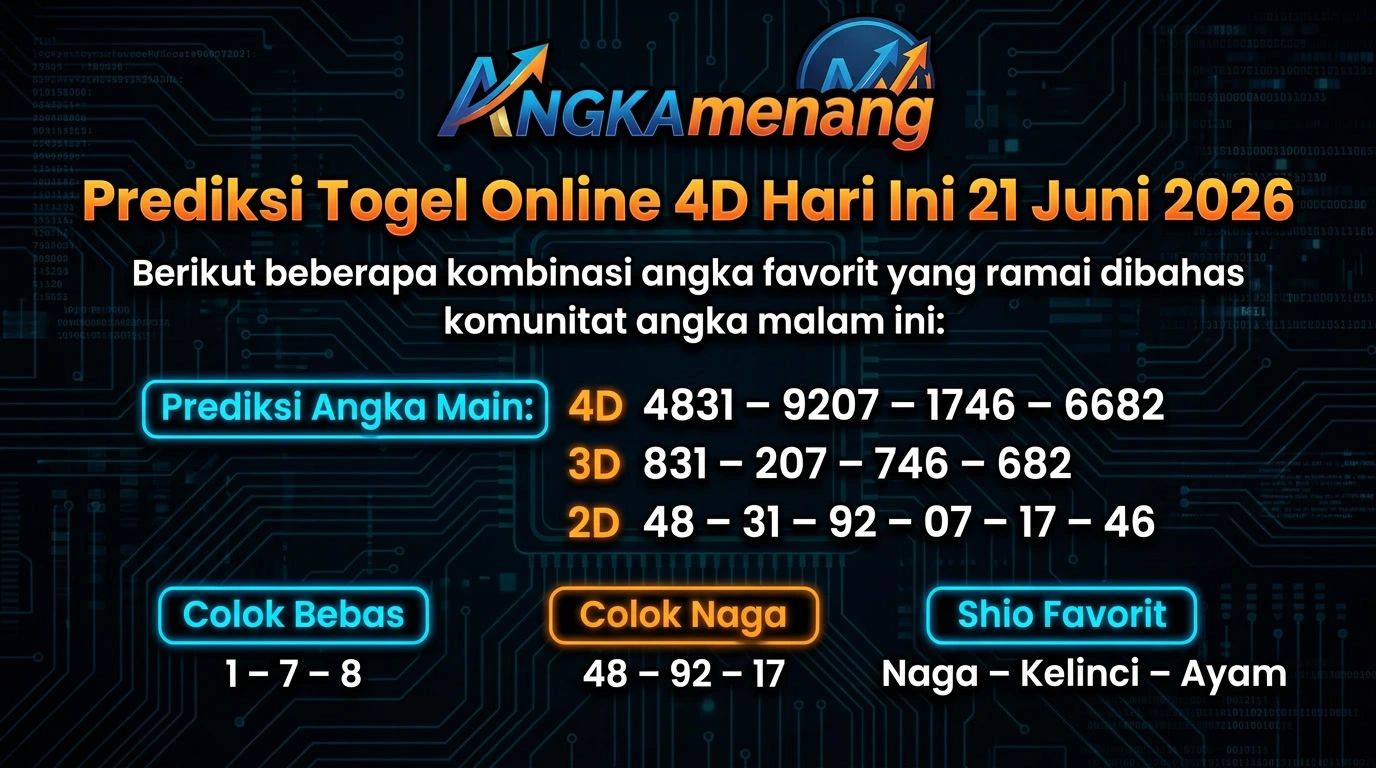 Prediksi Togel Online 4D Hari Ini 21 Juni 2026