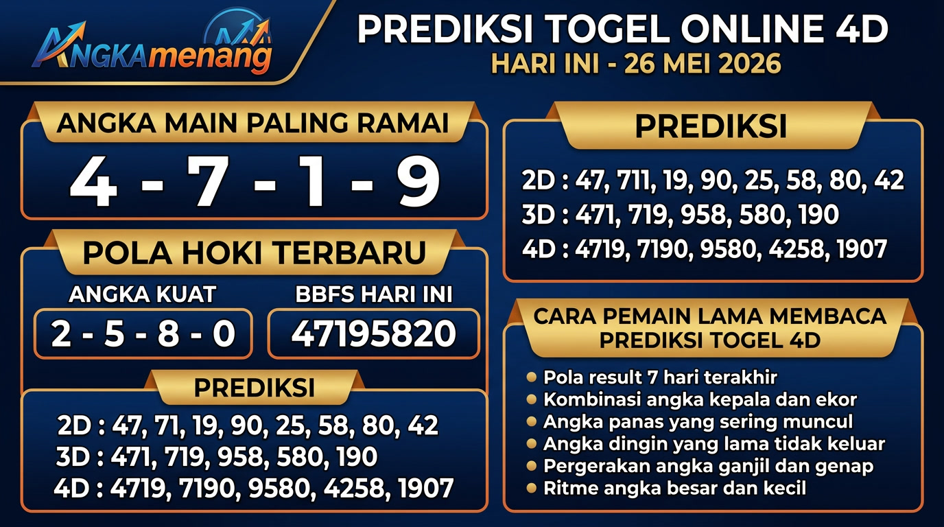 Prediksi Togel Online 4D Hari Ini 26 Mei 2026