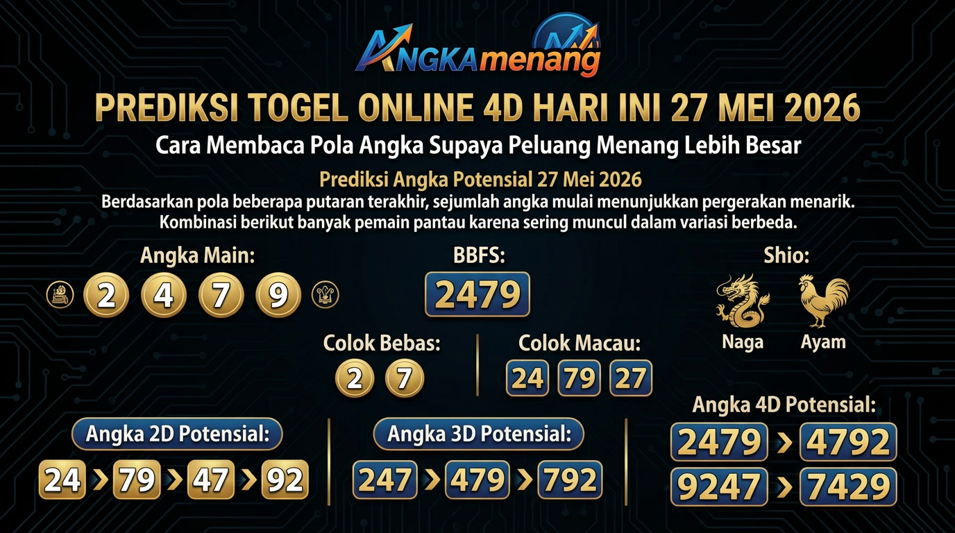 Prediksi Togel Online 4D Hari Ini 27 Mei 2026