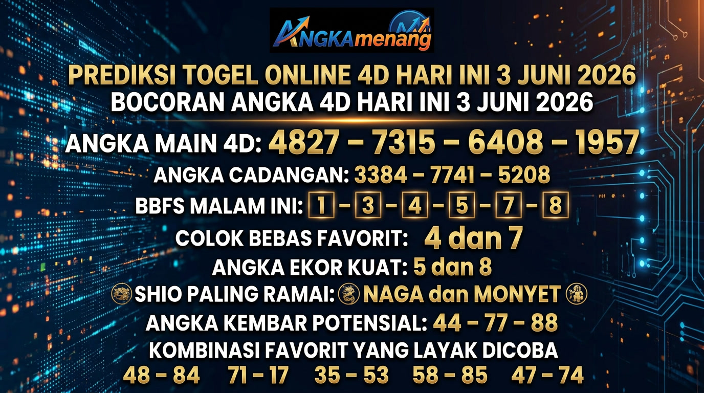 Prediksi Togel Online 4D Hari Ini 3 Juni 2026