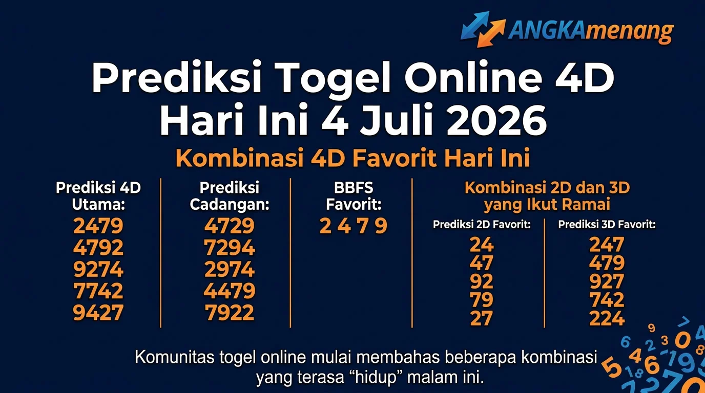 Prediksi Togel Online 4D Hari Ini 4 Juli 2026