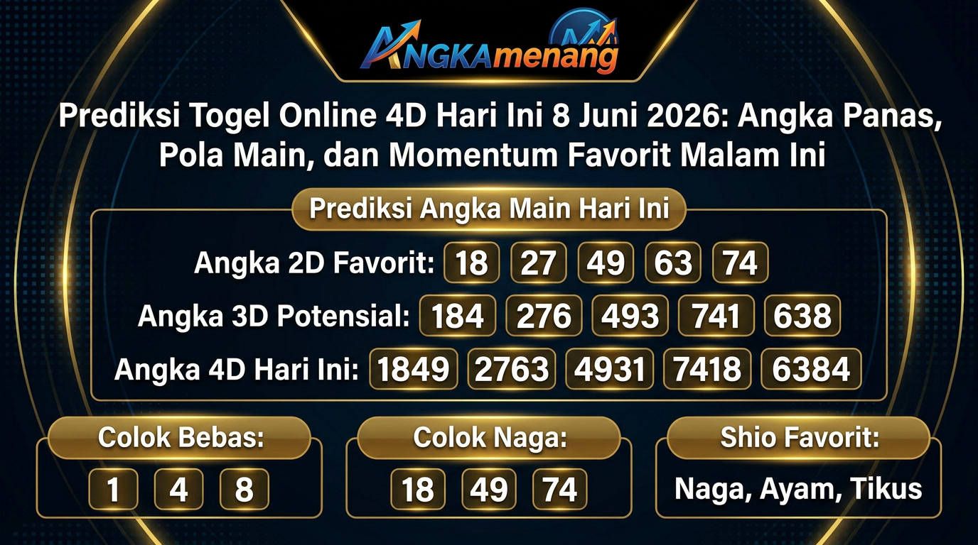 Prediksi Togel Online 4D Hari Ini 8 Juni 2026