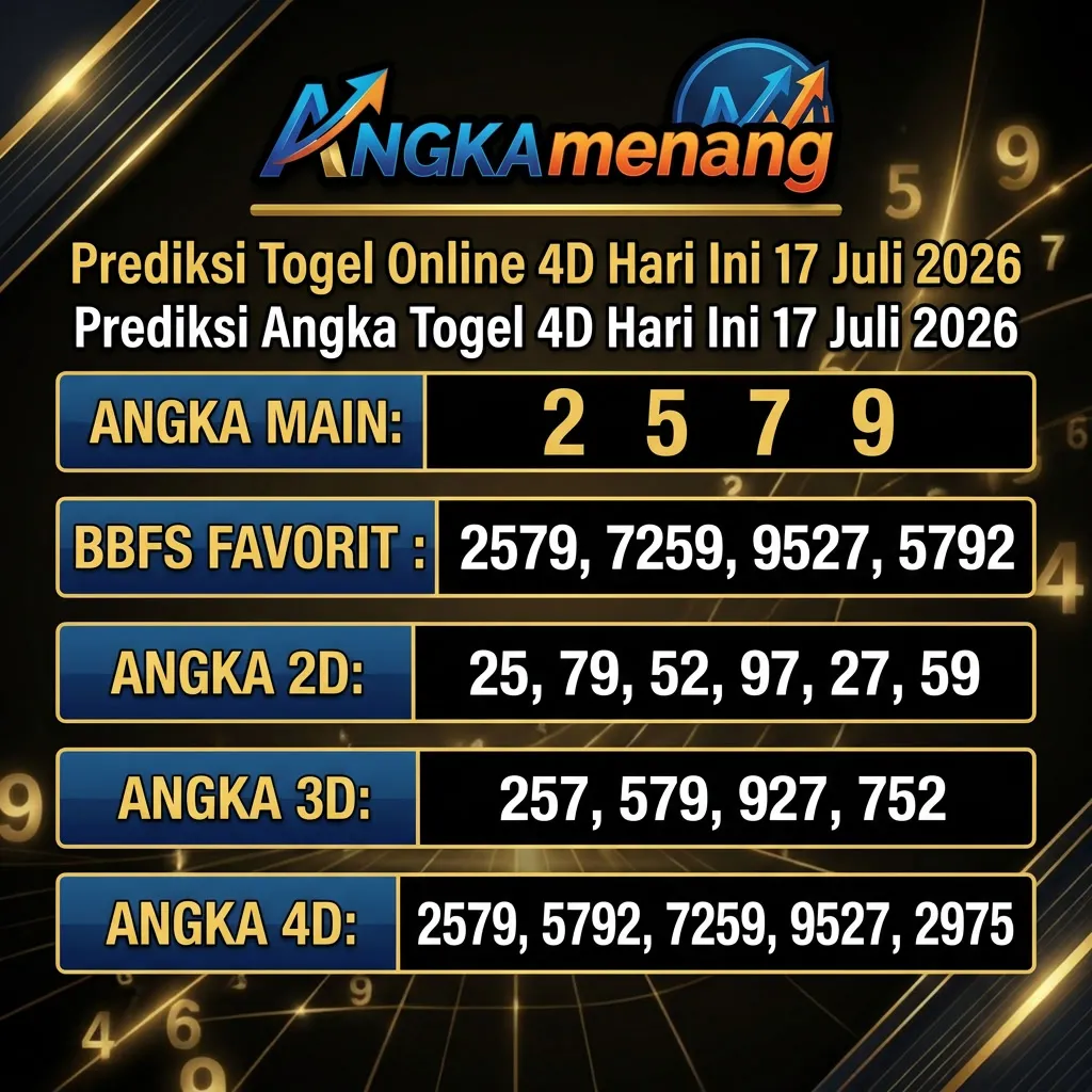 Prediksi Togel Online 4D Hari Ini 17 Juli 2026
