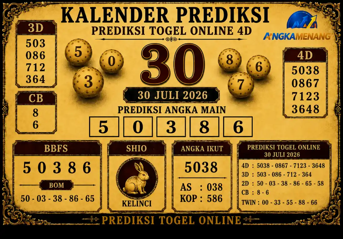prediksi togel online 30 juli 2026 II